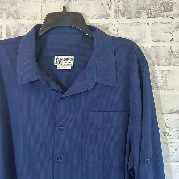 Marmot NWT Men's XL Arctic Navy Aerobora L/S Button Down Woven Shirt Outdoor - Picture 5 of 10